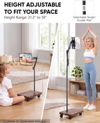 HULISEN Tablet Floor Stand with Wheels, Rolling Stand with 5lb Wood Base - Image 4