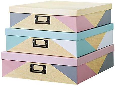 SLPR - Decorative Cardboard Photo Storage Boxes with Lids, Set of 3 by SLPR
