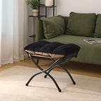 15"(H) Folding Ottoman, Set of 2, Foldable Footrest Stool, Small Foot Stool for Couch, Collapsible Foot Rest Ottoman for Sofa, Accent Padded Ottomans for Living Room, Bedroom, Black - Image 2