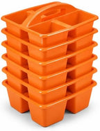 6 Pcs Plastic Classroom Caddy with Handle 4 Compartment Orange Classroom Caddies Organizer Classroom Caddy Portable for Teachers, Art Craft Crayon Marker Holder Baskets (Orange) by Unknown