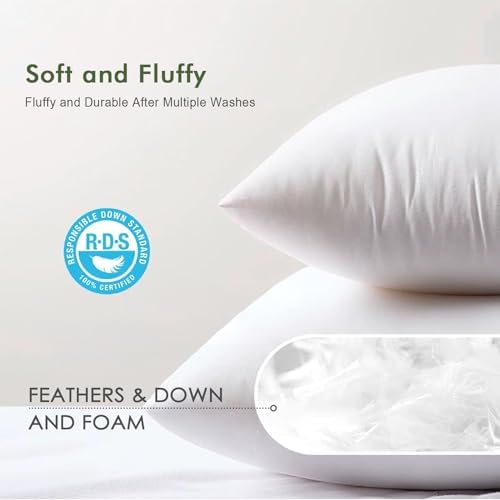 TOPGREEN Ogranic Feather Down Lumbar Pillow Insert 12x20, Pack of 4, White - Image 4