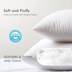 TOPGREEN Feather Down Throw Pillow Inserts 18 x 18, Set of 2, 100% Organic Cotton Shell, Soft Decorative Square Pillows Insert for Living Room Sofa, Couch, or Bed (White) - Image 6