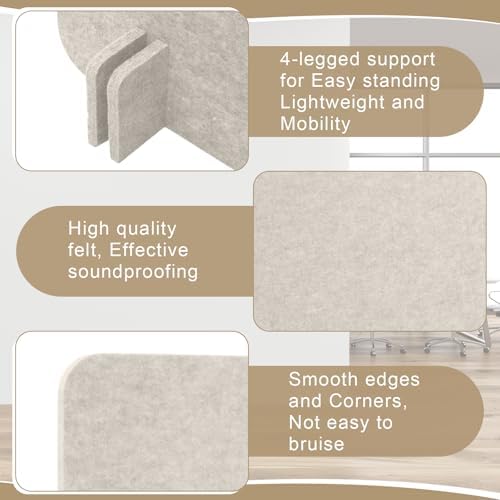 6 Pcs Acoustic Desk Divider Partition Privacy Panel 24 x 24",Light Camel - Image 3