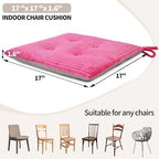Office Stacking Chair Cushions 4 Pack, Corduroy High Density Foam Kitchen Seat Cushions with Ties, Square 17" x 17" Indoor Non-Slip Dining Chair Pads, Pink, 4pcs - Image 4