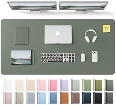 YSAGi Leather Desk Pad Protector, Office Desk Mat, Large Mouse Pad, Non-Slip PU Leather Desk Blotter, Laptop Desk Pad, Waterproof Desk Writing Pad for Office and Home (Dark Green,55" x 24") by YSAGi