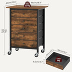 MAHANCRIS 5 Drawer File Cabinet,Rolling Filing Chest Cabinet with Wheels, Under Desk Storage Organizer, Printer Stand with Non-Woven Fabric Drawer, for Home Office, Study, Rustic Brown FCHR4801 - Image 3