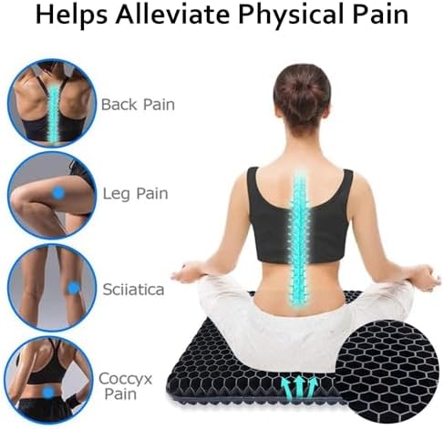 Gel Seat Cushion for Long Sitting, Super Large Gel Cushion Chair Pads for Home Office Car Seat Wheelchair, Breathable Honeycomb Pressure Relief Cushion for Sciatica, Tailbone, Coccyx & Back Hip Pain - Image 6
