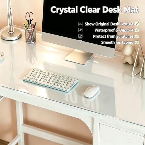 Clear Office Desk Mat, 35.4x51.1in - Plastic, Anti-Slip 3mm - Image 2