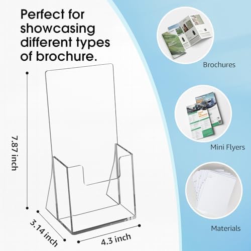 MaxGear Acrylic Brochure Holder, 4 Inch Countertop Display Holder, 12 Pack - Image 2