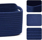 MiniArk Small Storage Baskets for Organizing | Closet Organizer Bins | Shelf Toy Basket | Woven Rope Baskets | Cube Decorative Box | Shallow Basket | 13x8.5x5.1” | 4 Packs Navy Blue - Image 2