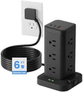 Power Strip Tower with Surge Protector 1800J, Fast Charging Tower PD20W USB-C Ports with 12 AC Outlets, Extension Cord for Home Office Dorm Room, 6ft, Black by Tagzilo