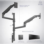 VIVO Pneumatic Arm Dual Ultrawide Monitor Wall Mount for Up to 49 inch Screens, Holds 2 Ultra Wides Up to 33.5 lbs Each, Black, MOUNT-V120K - Image 3