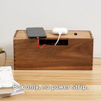 LiTY Acacia Wood Cable Management Box, Wooden Cord Hider & Organizer for Power Strip, Electrical Hiding, TV Wires, Desk & Floor Cables - Office Under Desk Cable Storage Box for Wire - Image 5