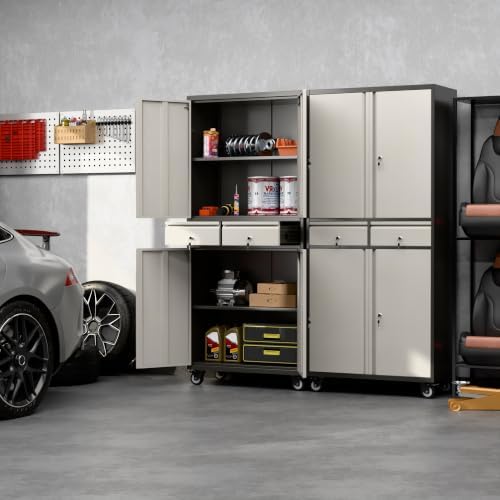 SUXXAN 71" Metal Garage Storage Cabinet with Pegboards,Drawers - Image 2