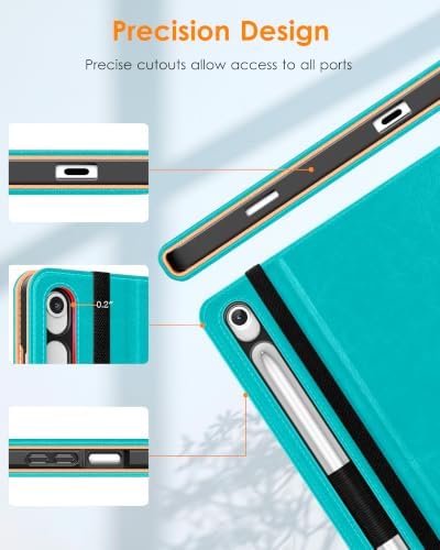 DTTO Leather Case for Galaxy Tab S10 Lite / S10 FE / S9 FE, Cyan Blue - Image 5