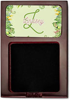 Personalized Tropical Leaves Border Red Mahogany Sticky Note Holder - Image 2