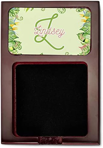 Personalized Tropical Leaves Border Red Mahogany Sticky Note Holder - Image 2