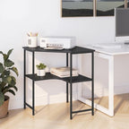 VECELO Small Corner Desk, Triangle Computer Desk with Storage Shelves for Small Spaces, 33 x 30 inches Corner Makeup Table for Home Office Bedroom, Black - Image 6