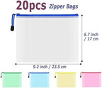 20pcs Mesh Zipper Pouch Bags, Multipurpose Waterproof Organization Storage Bag for Office School Home Travel (A5 Size 9.2''x6.7'', Multicolored) - Image 2