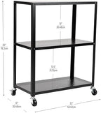 Mind Reader Rolling Cart, Rolling Cart, Microwave Stand, 3-Tier, Coffee Cart, Office, Metal, 23" L x 12" W x 30" H, Black - Image 3
