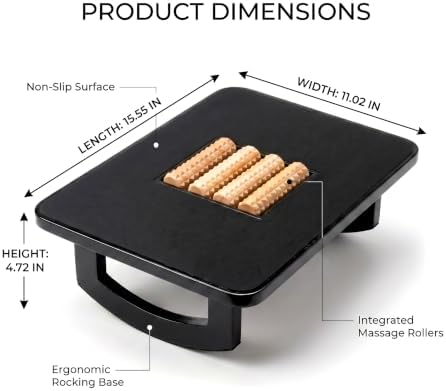 Bamboo Under Desk Foot Rest Foot Stool Rocking Footrest (Black Semicircle) - Image 2