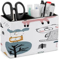 PU Leather Multi-Compartment Pen Holder Desktop Organizer Pencil Cup Storage Caddy for Office Home Supplies Woodland Cute Bear Hedgehog Owl Fox And Hand Drawn by Unknown