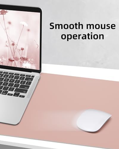 AFIING Leather Desk Pad Protector,Mouse Pad,Office Desk Mat, Non-Slip PU Leather Desk Blotter,Large Desk mat,Waterproof Keyboard mat for Office/Home/Decor (Pink,55"" x 17"") - Image 5