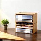 Bamboo Desk File Organizer, Stackable A4 Paper Tray Mail Holder for Office - Image 5