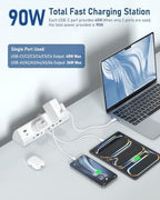 Jgstkcity 90W Desk Clamp Power Strip,12 USB Ports (6 PD 45W USB-C),Surge Protector,ETL Listed Power Hub Extension Cord,Fast Charging Station for Home Office Desk Edge Mount (White, 12 USB-90W) - Image 3