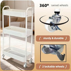 3 Tier Narrow Rolling Storage Cart for Laundry Room Bathroom Kitchen, 7.1'' Slim Utility Cart with Wheels and Lockable Casters Standing Shelf for Small Space & Between Washer and Dryer, White - Image 3