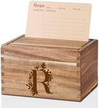 InnoBeta Personalized Gifts Recipe Box, Personalized Initial Recipe Card Holder Box with 50 4 x 6 inch Recipe Cards, 10 Dividers, Initial Recipe Organize - R by InnoBeta