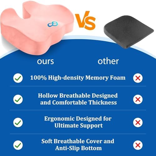 CushyOasis Seat Cushion, Office Chair Cushions, 5.28 in Thick (Pink) - Image 4