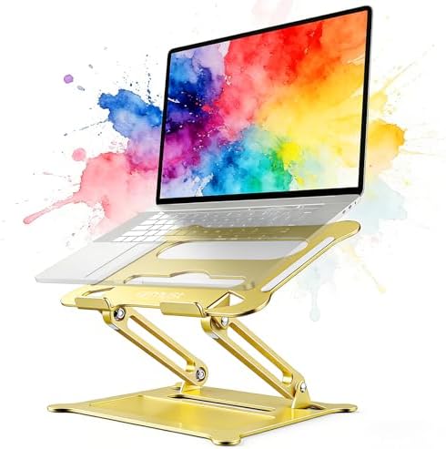 Urmust Adjustable Laptop Stand for Desk, 10-15.6“ Laptop Riser, Gold by Urmust