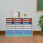 Literature Organizer 27 Slots Compartments Desktop File Sorter Mail Center Paper Storage Cabinet Home & Office Mailbox School Classroom Keepers (Grey) - Image 2
