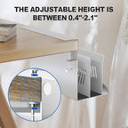Litwaro Desk Side Storage Organizer, 2 Tier Under Desk Laptop Holder No Drill, Laptop Mount with Magnetic Pen Holder, Hanging Desk Organizer Fits Flat Edge Desks 0.4" to 2.1" (White) - Image 3