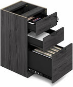 Furinno Roger 60 Inch Executive Desk with File Cabinet, Home Office Desk with 3-Drawer Fixed Pedestal Filing Cabinet, Desk Cord Grommet, for Home Office, Antique Grey - Image 7
