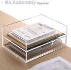 SANRUI Acrylic Desk Organize with Drawer, Stackable File Organizer, 2-Tier - Image 7