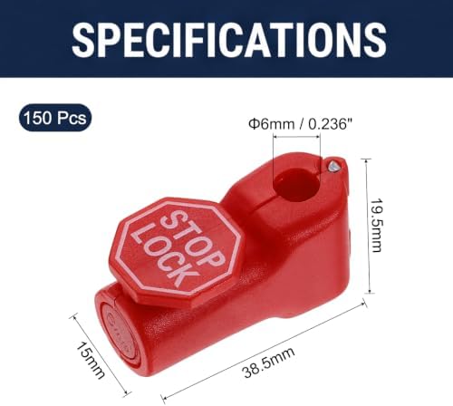 DTGN 150Pcs 6mm Magnetic Peg Hook Locks ABS Plastic, Red - Image 2