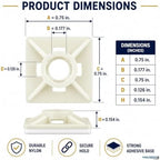Kable Kontrol Zip Tie Mounts, 3/4” Natural White, 13000 Pcs Adhesive Backed - Image 3