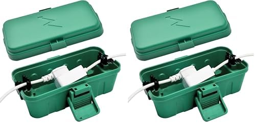 Hrensaw Small Weatherproof Electrical Connection Box(Inner 5.5 x 3 x 2.2inch),Outdoor Electrical Box,Waterproof Extension Cord Covers for Plug, Extension Cables, Holiday Lights,Green (Pack of 2) by Hrensaw