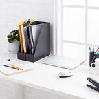 Amazon Basics Plastic Desk Organizer Vertical Magazine Rack and File Holder, Black, 12-Pack - Image 6