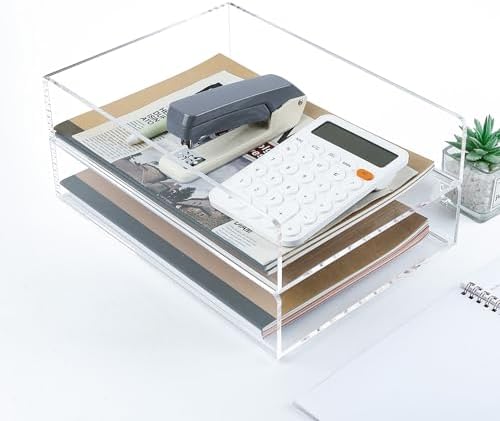 2 Pack Acrylic Paper Tray Organizer for Desk Clear File Organizer,Acrylic Desk Organizers and Accessories Sorter,Perfect for File Paper, Ipad, Letter, A4 Office File, Books, Notes.(Vertical) by Unknown