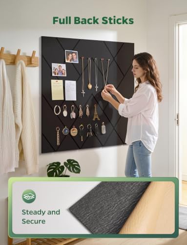 Large Felt Bulletin Wall Board for Office Cork Tiles Alternative 48" x 36", 12 Pack Black Small Decorative Self-Adhesive Collage Mood Pinboard for Home Kids Room - Memo, Photos & Pictures - Image 5