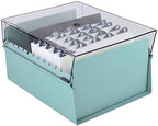 Acrimet 5 X 8 Card File Holder Organizer Box Metal Base Heavy Duty (AZ Index Cards and Divider Included) (Green Color with Clear Crystal Plastic Lid Cover) - Image 2