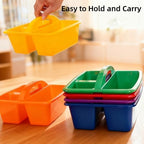 6 Pack Classroom Caddy with Handle, Plastic Storage Caddy Organizer with 3 Compartments, Desk Caddies Portable Storage Bin for Pencil, Crayon, Marker, Home, Office, Classroom Supply, Rainbow Colors - Image 4