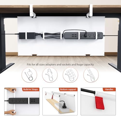 Univivi No Drill Under Desk Cable Management Tray, 28 inch Cable Management - Image 2