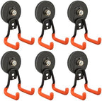 ULIBERMAGNET New Upgraded Heavy Duty Magnetic Garage Hooks,6 Pack Strong Large Magnet Hooks for Power Drill,Garden Tools,Hose,Pegboard,Garage, Workshop,Magnetic Storage Hook for Hanging(Orange) by ULIBERMAGNET