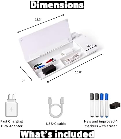 Garood Desktop Whiteboard with Wireless Charger Adapter Included Desk Buddy Charging Desktop Whiteboard Keyboard Glassboard Dry Erase Board Dry Erase Accessories 15.8X7X2 inches - Image 6