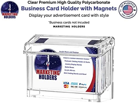 Marketing Holders 2 Pack Magnetic Outdoor Business Card Holder Metal Mount Mobile Marketing with Hinged Lid and Take One Sticker Clear Acrylic Card Box - Image 2