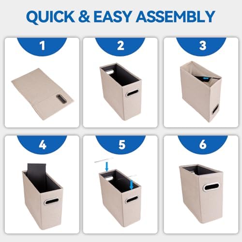 4 Pack Letter Size File Storage Box Collapsible, Fabric Hanging File Folders Organizer, Portable Office Document Holder with Metal Handle, Smooth PVC Rails, Blue - Image 6